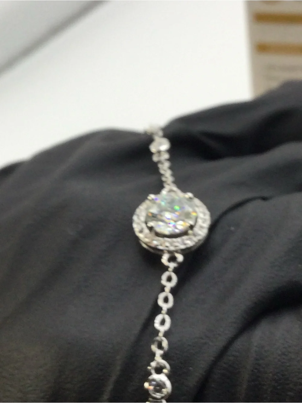 Moissanite Halo Bracelet in Silver